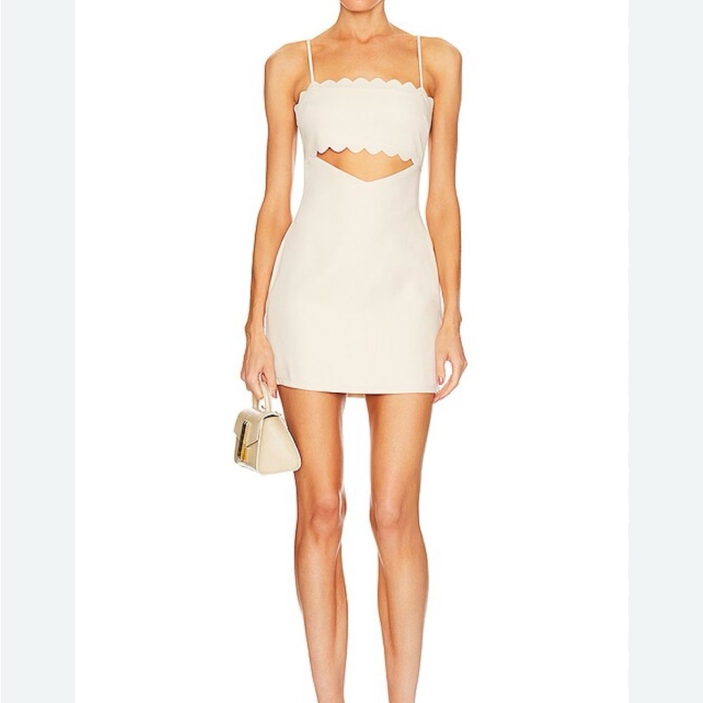 Tularosa Cream Scalloped Mini Dress